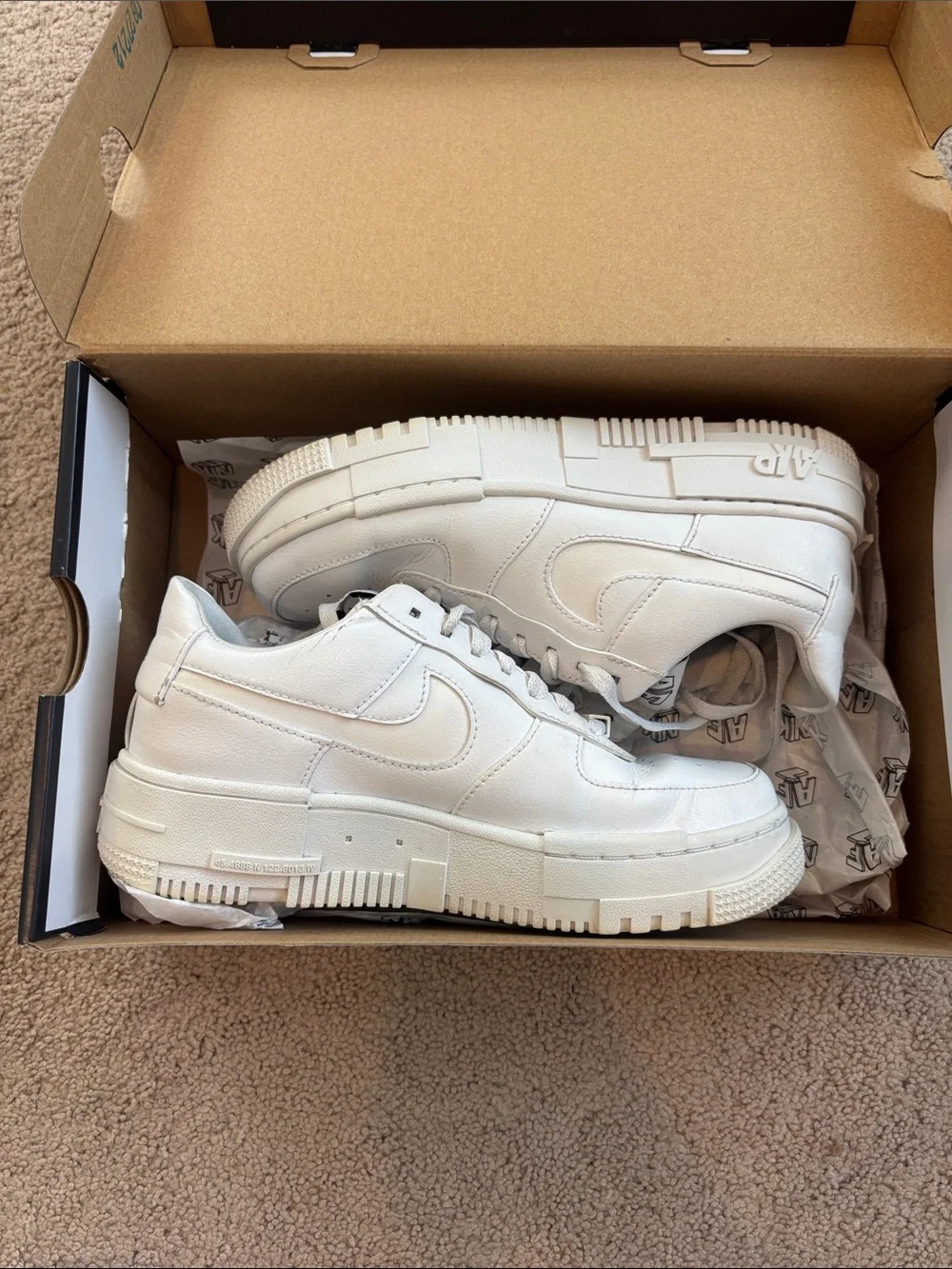 Nike Air Force 1 Pixel All-White Low-Top Sneakers